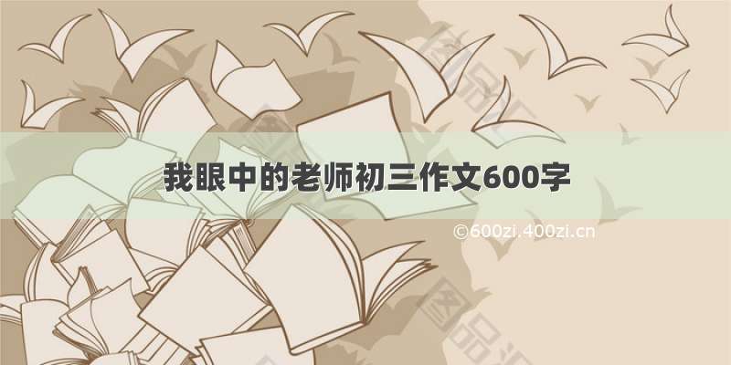 我眼中的老师初三作文600字