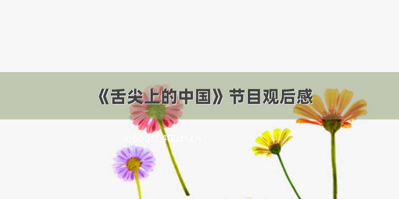 《舌尖上的中国》节目观后感