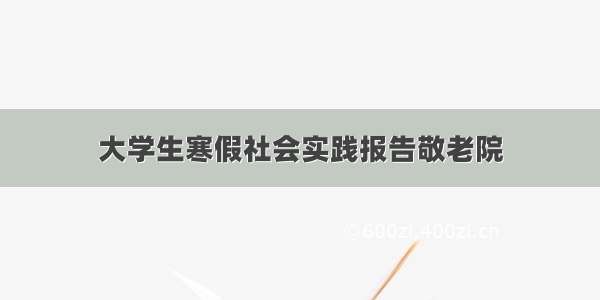 大学生寒假社会实践报告敬老院