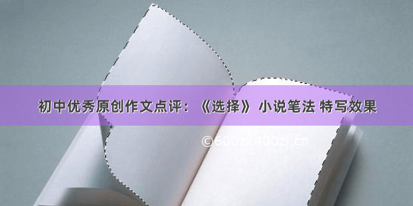 初中优秀原创作文点评：《选择》 小说笔法 特写效果