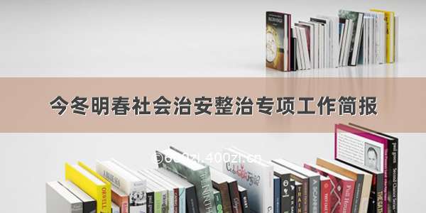 今冬明春社会治安整治专项工作简报