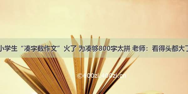 小学生“凑字数作文”火了 为凑够800字太拼 老师：看得头都大了