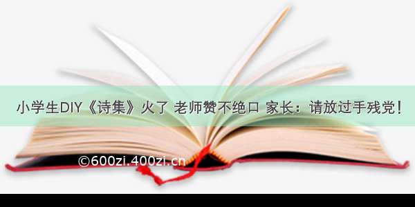 小学生DIY《诗集》火了 老师赞不绝口 家长：请放过手残党！