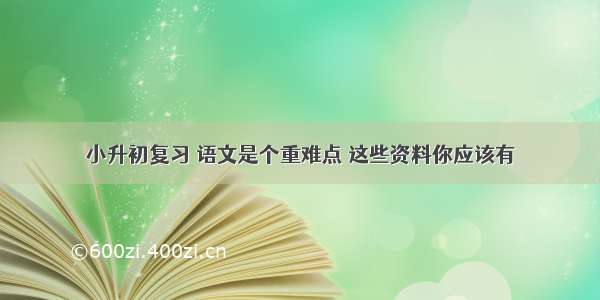 小升初复习 语文是个重难点 这些资料你应该有