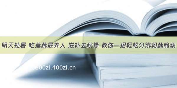 明天处暑 吃莲藕最养人 滋补去秋燥 教你一招轻松分辨粉藕脆藕