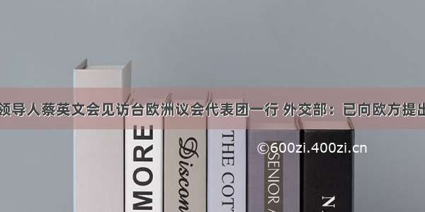 台湾地区领导人蔡英文会见访台欧洲议会代表团一行 外交部：已向欧方提出严正交涉