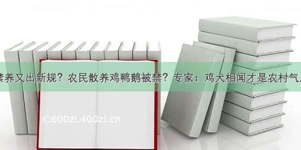 禁养又出新规？农民散养鸡鸭鹅被禁？专家：鸡犬相闻才是农村气息
