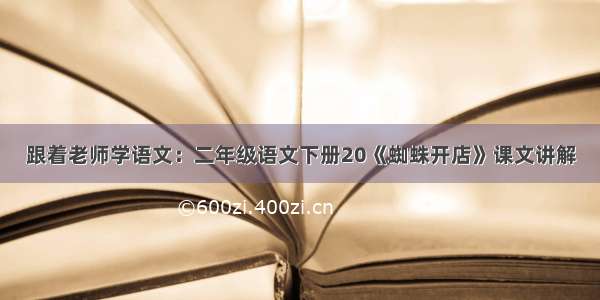 跟着老师学语文：二年级语文下册20《蜘蛛开店》课文讲解