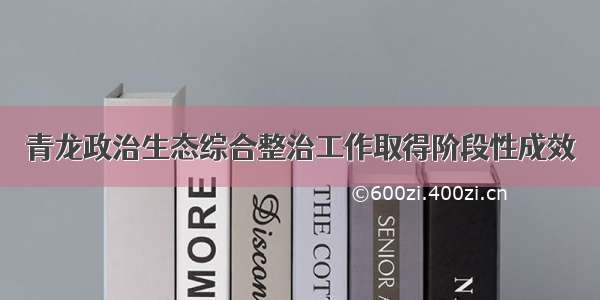 青龙政治生态综合整治工作取得阶段性成效