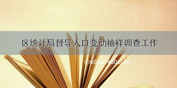 区统计局督导人口变动抽样调查工作