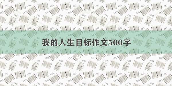 我的人生目标作文500字