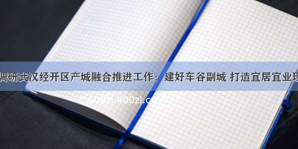 程用文调研武汉经开区产城融合推进工作：建好车谷副城 打造宜居宜业现代新城