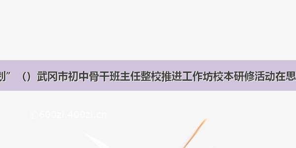 “国培计划”（）武冈市初中骨干班主任整校推进工作坊校本研修活动在思源学校举行