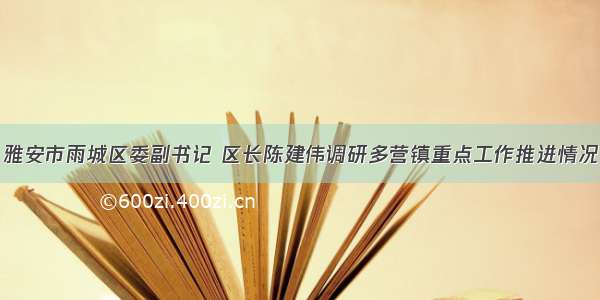 雅安市雨城区委副书记 区长陈建伟调研多营镇重点工作推进情况