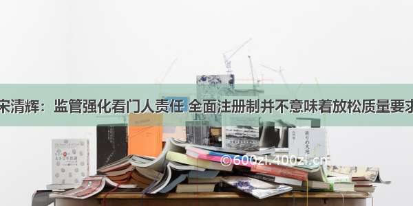 宋清辉：监管强化看门人责任 全面注册制并不意味着放松质量要求