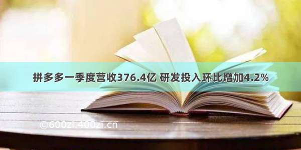 拼多多一季度营收376.4亿 研发投入环比增加4.2%