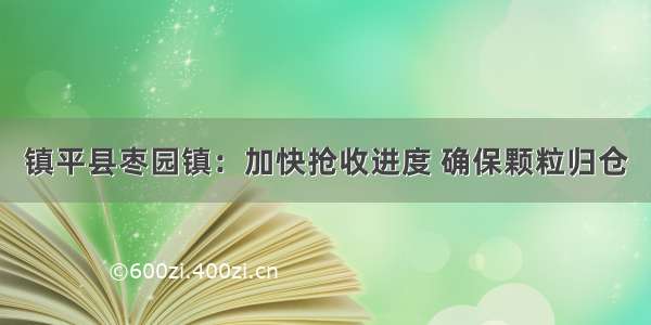 镇平县枣园镇：加快抢收进度 确保颗粒归仓