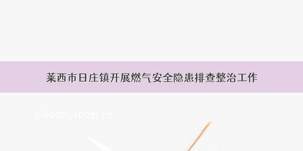 莱西市日庄镇开展燃气安全隐患排查整治工作