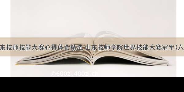 山东技师技能大赛心得体会精选 山东技师学院世界技能大赛冠军(六篇)