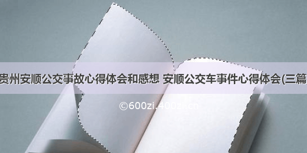 贵州安顺公交事故心得体会和感想 安顺公交车事件心得体会(三篇)