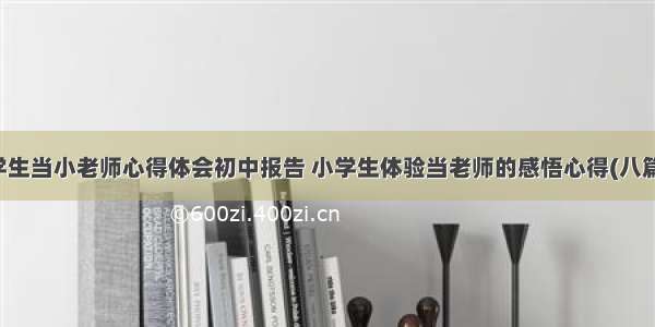 学生当小老师心得体会初中报告 小学生体验当老师的感悟心得(八篇)