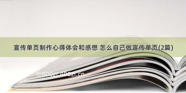 宣传单页制作心得体会和感想 怎么自己做宣传单页(2篇)