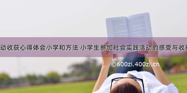 社会活动收获心得体会小学和方法 小学生参加社会实践活动的感受与收获(9篇)