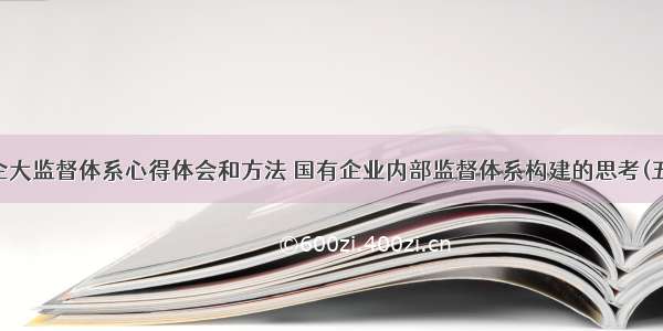 国企大监督体系心得体会和方法 国有企业内部监督体系构建的思考(五篇)