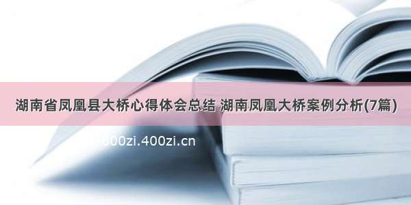 湖南省凤凰县大桥心得体会总结 湖南凤凰大桥案例分析(7篇)