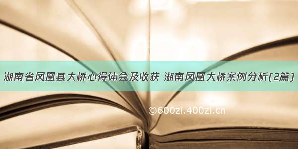 湖南省凤凰县大桥心得体会及收获 湖南凤凰大桥案例分析(2篇)