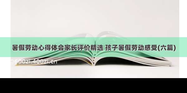 暑假劳动心得体会家长评价精选 孩子暑假劳动感受(六篇)