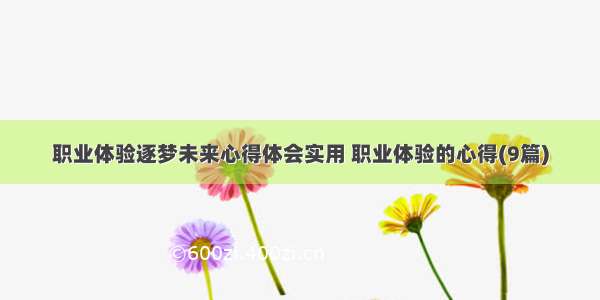 职业体验逐梦未来心得体会实用 职业体验的心得(9篇)