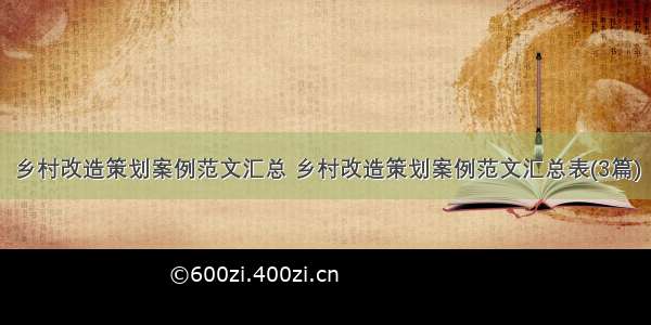 乡村改造策划案例范文汇总 乡村改造策划案例范文汇总表(3篇)