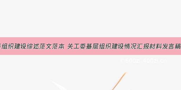 关工委组织建设综述范文范本 关工委基层组织建设情况汇报材料发言稿(四篇)