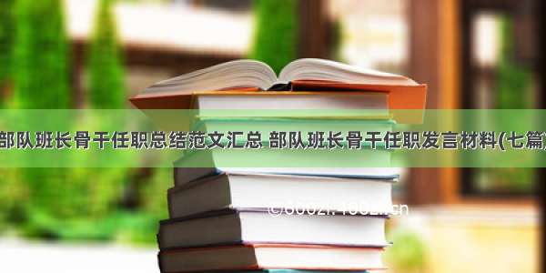 部队班长骨干任职总结范文汇总 部队班长骨干任职发言材料(七篇)