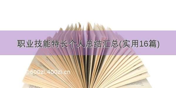 职业技能特长个人总结汇总(实用16篇)