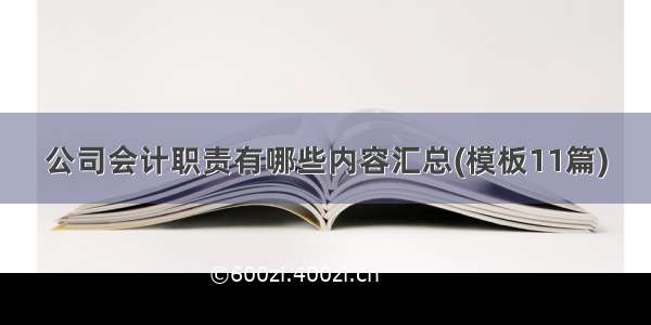 公司会计职责有哪些内容汇总(模板11篇)