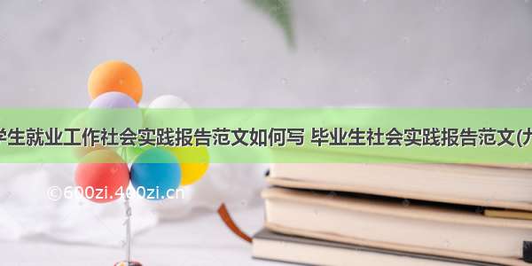 大学生就业工作社会实践报告范文如何写 毕业生社会实践报告范文(九篇)