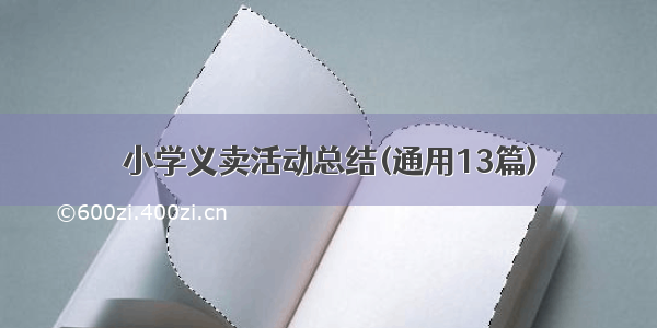 小学义卖活动总结(通用13篇)