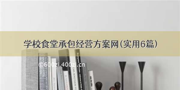 学校食堂承包经营方案网(实用6篇)