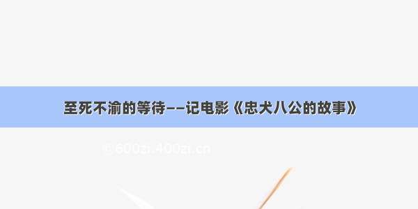 至死不渝的等待——记电影《忠犬八公的故事》