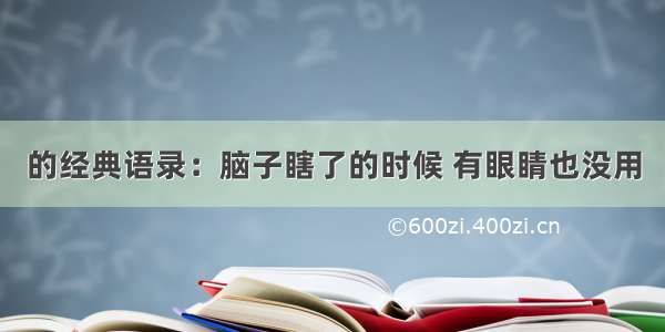 的经典语录：脑子瞎了的时候 有眼睛也没用