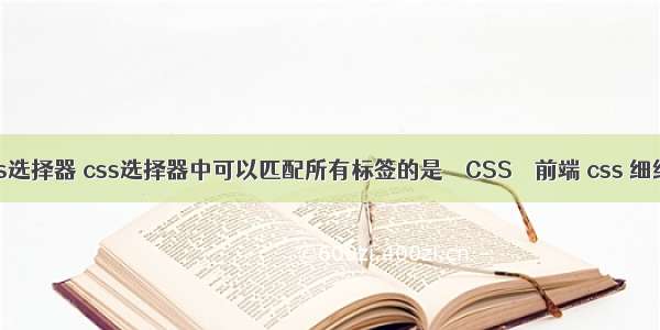 6种css选择器 css选择器中可以匹配所有标签的是 – CSS – 前端 css 细线表格