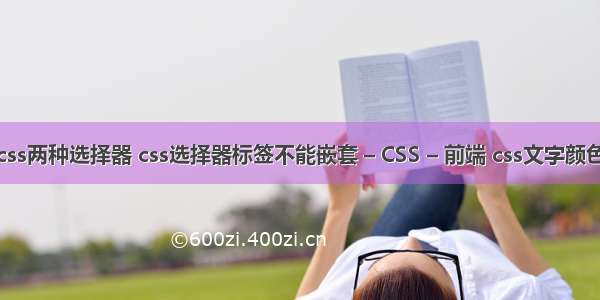 css两种选择器 css选择器标签不能嵌套 – CSS – 前端 css文字颜色