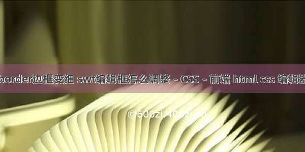 border边框变细 swt编辑框怎么调整 – CSS – 前端 html css 编辑器