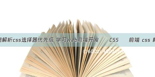 详细解析css选择器优先级 学习web前端开发 – CSS – 前端 css 精华