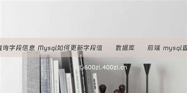 mysql查询字段信息 Mysql如何更新字段值 – 数据库 – 前端 mysql查看备注