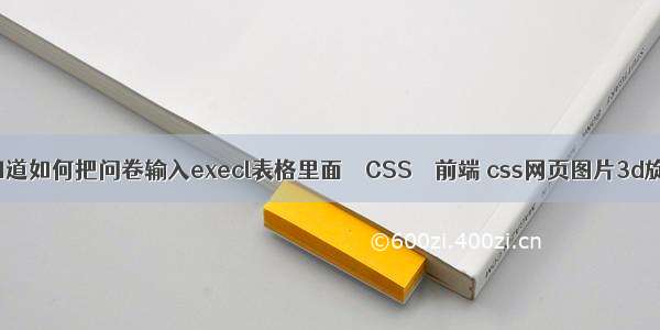 不知道如何把问卷输入execl表格里面 – CSS – 前端 css网页图片3d旋转