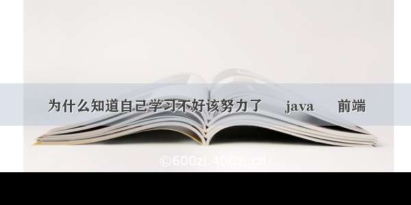 为什么知道自己学习不好该努力了 – java – 前端