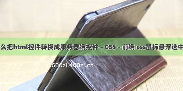 vs网站怎么把html控件转换成服务器端控件 – CSS – 前端 css鼠标悬浮选中图片放大